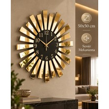 AA Shop Siyah Gold Aynalı Pleksi Piyano Model Sayılı Ev Hediyelik Duvar Saati