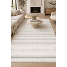 Ally Carpet Pinaris Aktur Krem Kaymaz Taban Oturma Odası Koridor Halısı Özel Ölçü Robot Süpürge Uyumlu Kolay Tem
