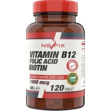 Nevfix Vitamin B12 Folic Acid Biotin 1000 Mcg 120 Tablet Etkili Takviye