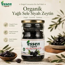 Essen Organik Yağlı Sele Siyah Zeytin 660 cc (390 gr) Cam Kavanozda Organik Lezzet