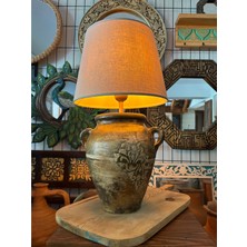 Ahşabın Ruhu El Işçiliği Özel Üretim Vintage Küp Abajur – 60 cm