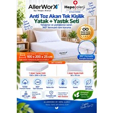 Allerworx Anti Alerjik Anti Akar Tek Kişilik Yatak ve Yastık Kılıfı Seti 100x200x25 cm %100 Pamuk Ömür Boyu Garantili