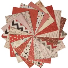 Kırkyama Patchwork Home 25 x 25 cm Pamuklu Parça Kumaş 20 Çeşit Desenli Hobi Dikiş Elişi - Kırmızılar Serisi