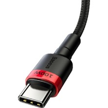 Baseus Cafule 100W PD 2.0 Hızlı Şarj Kablosu 2 m Type-C Kırmızı Siyah Yüksek Veri Transfer Hızı