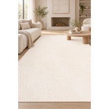Ally Carpet Ganis Kaos Peluş Halı Beyaz Ekstra Yumuşak Kaymaz Tabanlı Tüy Dökmez Toz Tutmaz Kalın Salon Yatak Od