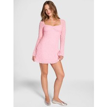 Victoria's Secret Lace Square Neck Long Sleeve Mini Dress