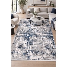 Ally Carpet Espera Ezmar Gri Mavi Özel Ölçü Salon Oturma Odası Koridor Halısı Robot Süpürge Uyumlu Kolay Temizle