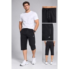 Crozwise Pamuklu Erkek Siyah Spor Kapri 8045-10