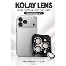 Evax [kolay Lens] iPhone 18 Pro Max / 18 Pro Uyumlu Gümüş Kolay Kurulum Aparatlı Kamera Lens Koruyucu