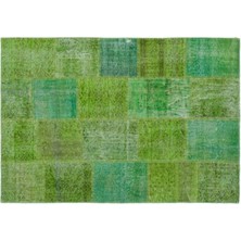 Apex Halı El Dokuması Patchwork Vintage Yün-Pamuk Yeşil Halı 24907 160 x 230 cm