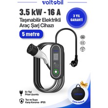 Voltobil Taşınabilir Elektrikli Araç Şarj Cihazı 3,5 Kw - 5 Metre (Ev Prizine Uyumlu)