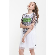 Versace Jeans Couture Tiger %100 Cotton Dress White
