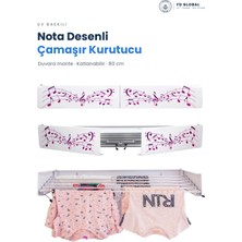 Defond Fd Global Nota Desenli Duvara Monte Katlanır Çamaşır Kurutma Askısı 80 cm Balkon Askılık
