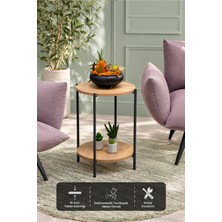 Sehpol Yuvarlak Tablalı Iki Katlı Sehpa Q42X60 cm Antrasit - Atlantik Çam