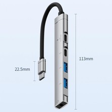 Store Type-C Hub, 5in1, 2 Adet Type-C, 2 Adet Usb-A Çoklayıcı, 3,5 mm Kulaklık Çıkışlı USB C Hub Adaptörü Macbook ile Uyumlu H03