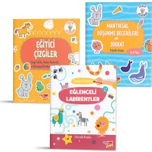 Dikkat Atölyesi Yayınları 3'lü Etkinlik Kitabı Seti - Eğlenceli Labirentler, Mantıksal Düşünme Becerileri ve Dikkat, 3 - 5 Yaş