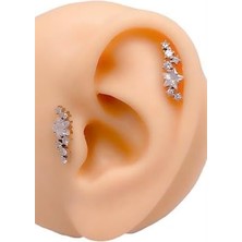 Store 316L Paslanmaz Çelik Samanyolu Piercing – Helix & Tragus Uyumlu Taşlı Minimal Model – 1 Adet