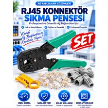 RJ45 Ağ Kablosu Montaj Seti Sıkma Pensesi Kablo Soyma Aparatı 10 Adet Konnektör ve 10 Adet Koruyucu Başlık