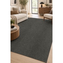 Ally Carpet Yosun Uralo Antrasit Kadifemsi Halı, Kaymaz Tabanlı Yıkanabilir Modern Salon Oturma Odası Halısı, 25