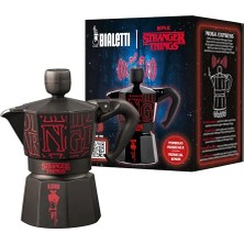 Pratik Ev Stranger Things 3 Fincanlı Ocak Üstü Espresso Pişirici, 130 Ml, Siyah, Müzikli ve Patentli Güvenlik Valfli