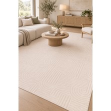 Ally Carpet Rever Zyron Kırık Beyaz Modern Yıkanabilir Kaymaz Taban Robot Süpürge Uyumlu Salon Oturma Odası Mutf