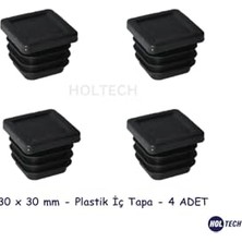 Pratik Ev 30 x 30 mm Siyah Plastik Iç Tapa, Kare Profil Için 4 Adet