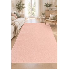 Ally Carpet Yosun Uralo Pembe Kadifemsi Yıkanabilir Kaymaz Tabanlı Oturma Odası Salon Mutfak Halısı Ultra Dolgun