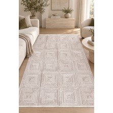 Ally Carpet Mirot Prıve Vizon Beyaz Salon Oturma Odası Koridor Halısı Özel Ölçü Robot Süpürge Uyumlu Kolay Temiz