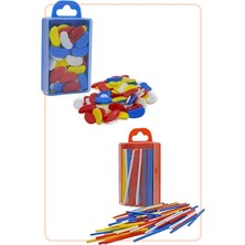 Pratik Ev Sayı Sayma Seti 1 Paket Plastik Sayı Sayma Çubukları ve Fasülyeleri 1. Sınıflar Için Renkli Çubuk Fasulye
