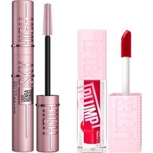 Pratik Ev 004 Red Flag Dudak Parlatıcısı ve Lash Sensational Sky High Maskara Seti