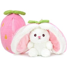 Odea Özgüner Oyuncak Pelüş Çilek Tavşan,fermuarlı Meyve Çantasında Nakışlı,40 Cm,pembe, Kırmızı, Karpuz, Ananas, Havuç Model Seçenekleri,paskalya,çilek Tavşan (Pembeçilek)
