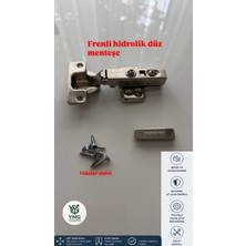 Meridyen Frenli (Pistonlu) Hidrolik Düz Menteşe Mutfak Vestiyer Kiler Dolabı Mobilya Kapakları Düz Krom Tas Menteşe