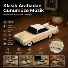 Buffer® Retro Klasik Araba Bluetooth Hoparlör, Işıklı Nostaljik Radyo, Uzun Gövdeli Klasik Otomobil Tasarımlı