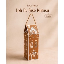 Roco Paper Co. Yılbaşı Ev Tasarımlı Kraft Şişe Kutusu, Dekoratif Yeniyıl Temalı Parti Hediye Çantası, 6lı Paket