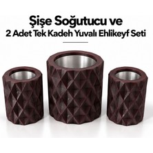Mottopi Vişne Çürüğü Elmas Desenli Şişe Soğutucu ve 2 Adet Tek Kadeh Yuvalı Ehlikeyf Seti,metal Iç Hazneli,termojelli Soğutucu-Vişne Çürüğü