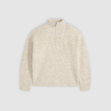 Levi's Kadın Krem Rengi Örme Kumaş Fermuar Yaka Kazak 007VT-0000