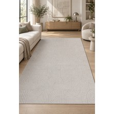Ally Carpet Rever Zyron Modern Gri Salon Oturma Odası Mutfak Yıkanabilir Robot Süpürge Uyumlu Kaymaz Tabanlı Hal