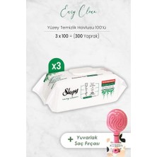 Pratik Ev Easy Clean Yüzey Temizlik Havlusu, 100'LÜ x 3 Adet ve Yuvarlak Pembe Saç Fırçası