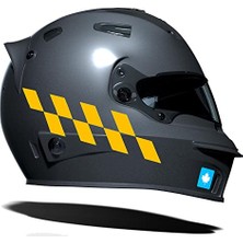 Pratik Ev Taksi Sarısı Damalı Motosiklet Kask Sticker Takımı