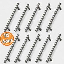Pratik Ev (10 Adet) Metal Mobilya Mutfak Dolap Çekmece Dolabı Kulbu Kulpu Kulpları Titanyum Renk 128 mm 12,8 cm