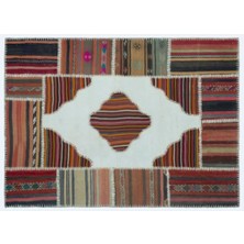 Apex Halı El Dokuması Patchwork Vintage Yün-Pamuk Naturel Halı 25162 128 x 178 cm