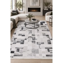 Ally Carpet Paloma Bozca Krem Antrasit Özel Ölçü Salon Oturma Odası Koridor Halısı Robot Süpürge Uyumlu Kolay Te