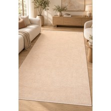 Ally Carpet Akifer Bamba Bej Modern Akrilik Oturma Odası Salon Halısı Robot Süpürge Uyumlu Kolay Temizlenebilir