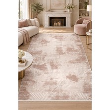Ally Carpet Miksa Alvina Vizon Kahve Desenli Akrilik Özel Ölçü Salon Oturma Odası Koridor Halısı Robot Süpürge U