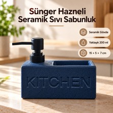 PratikBir Sünger Hazneli Seramik Sıvı Sabunluk - Mavi