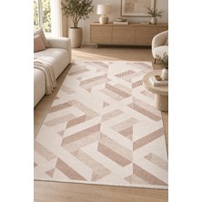 Ally Carpet Avisya Ulıma Krem Kahve Salon Oturma Odası Koridor Halısı Özel Ölçü Robot Süpürge Uyumlu Kolay Temiz