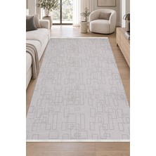 Ally Carpet Kaelin Mekon Bej Gri Özel Ölçü Salon Oturma Odası Koridor Halısı Robot Süpürge Uyumlu Kolay Temizlen