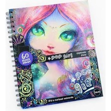 Pratik Ev Pop Girl, Siyah Sayfa Boyama Kitabı –, 60 Sayfa Spiral Defter