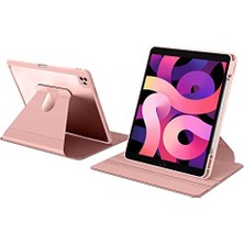 Pratik Ev Apple iPad Pro 12.9 5. Nesil A2378 A2379 A2461 A2462 Uyumlu Pembe Şeffaf Döner Kılıf