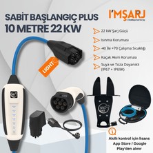 Nrgkick 22KW 32A Taşınabilir Şarj Istasyonu (Sabit Başlangıç Plus Light Set 10M Duvar Askı Aparatlı Çantalı Ev Prizli Monofaze Trifaze Uyumlu Ac Mobil Wallbox)